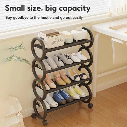 4-Tier Modern Shoe Rack with Wheels