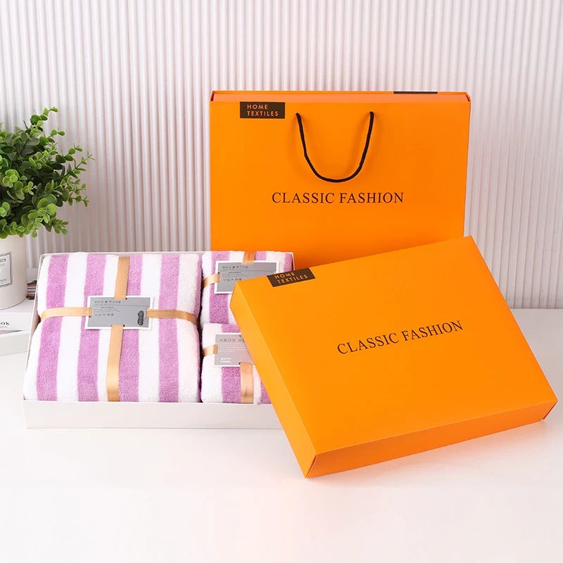 3 in 1 Bath Towel Microfiber Coral Velvet Water Absorption Towels With Gift Box