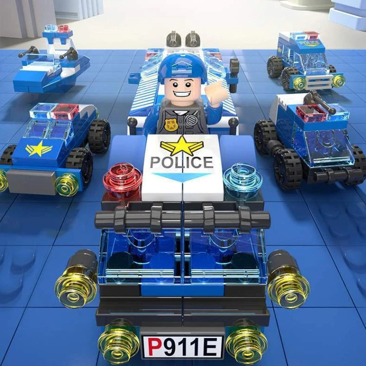 6-in-1 City Police Car Building Blocks Set