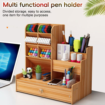 Wooden Pen Stand Desk Organizer