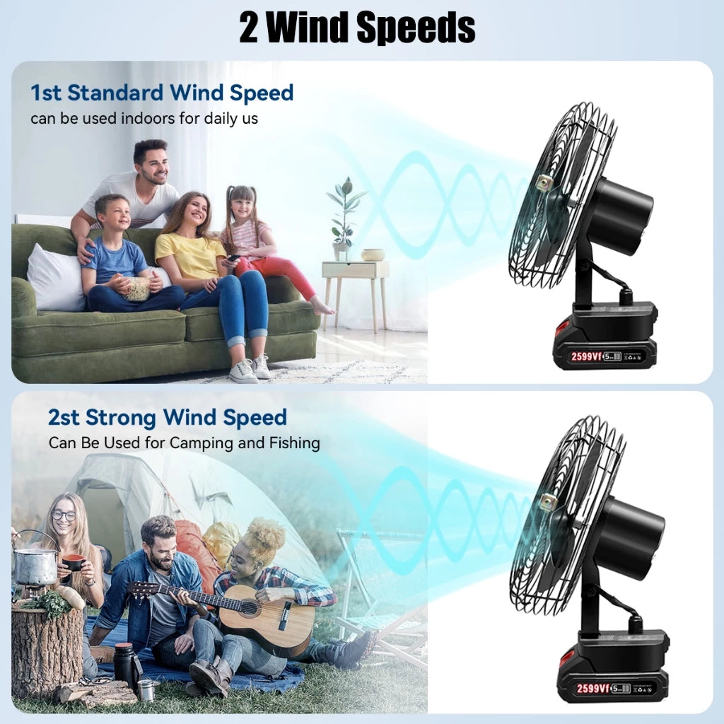 BIS F-8 Rechargeable Lithium Electric Fan with Two Bulbs