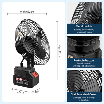 BIS F-8 Rechargeable Lithium Electric Fan with Two Bulbs