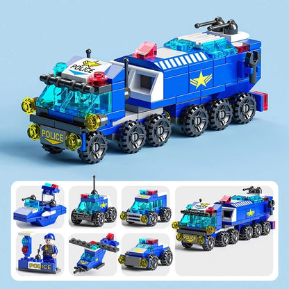 6-in-1 City Police Car Building Blocks Set