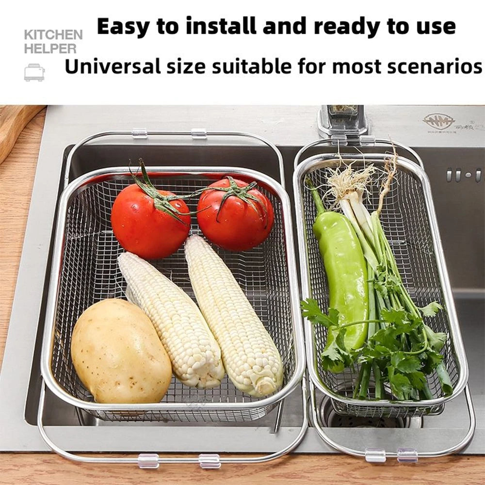 Stainless Steel Retractable Draining Basket