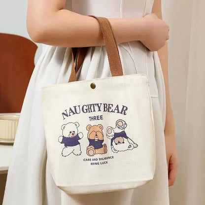 Charming Bear Design Canvas Tote Bag