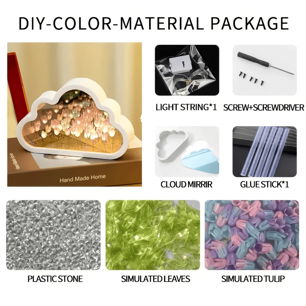 DIY Tulip Cloud LED Mirror Lamp