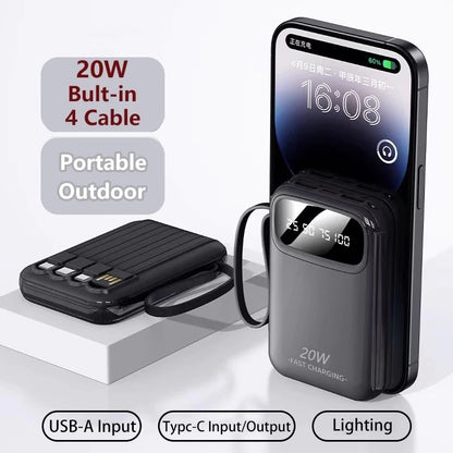 KC88 20000mAh Power Bank with Built-in 4 Charging Cables and Flashlight