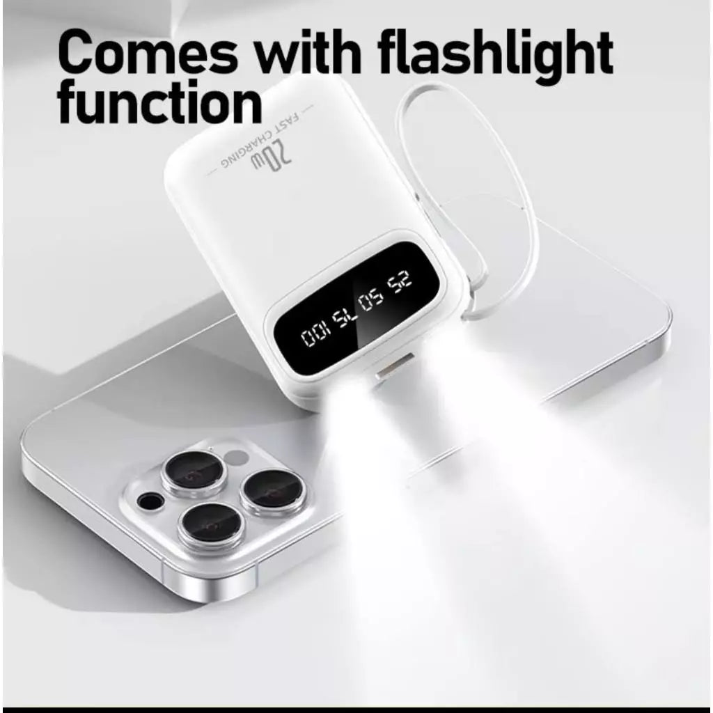 KC88 20000mAh Power Bank with Built-in 4 Charging Cables and Flashlight