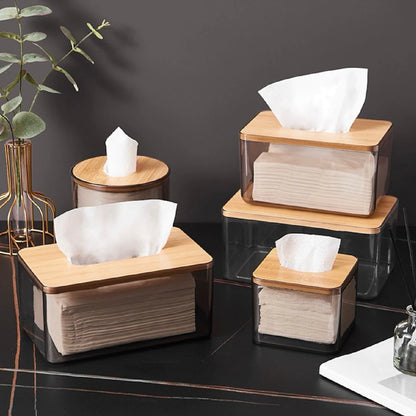 Minimalist Tissue Holder with Bamboo Lid
