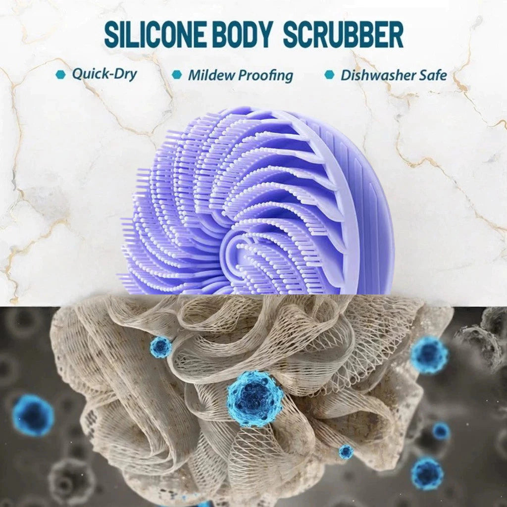 Double-Sided Silicone Bath Scrubber for Head & Body