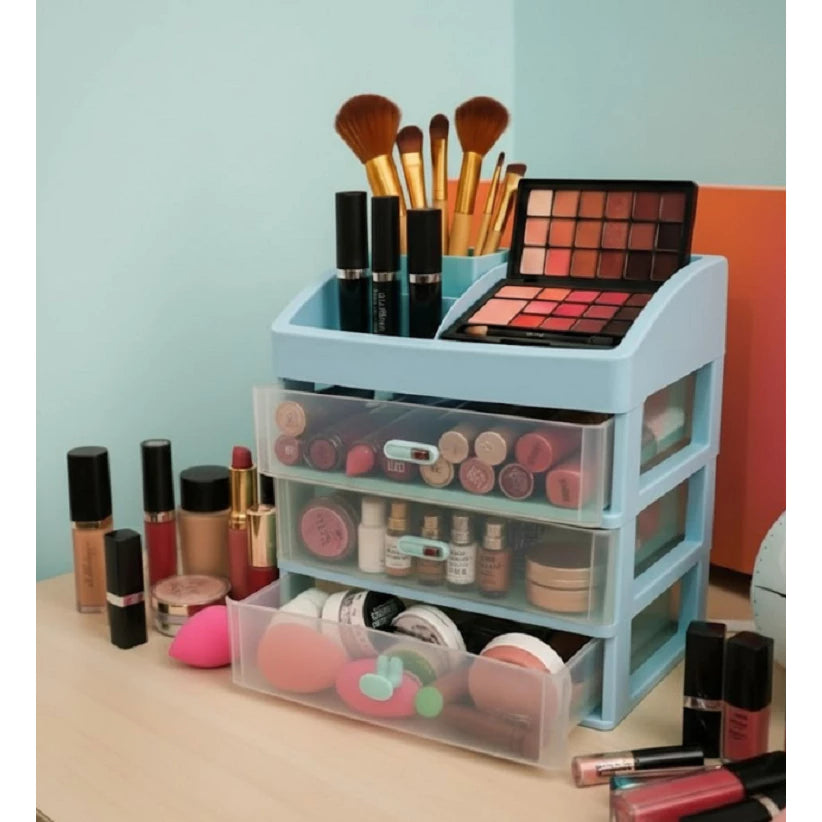 3-Tier Plastic Cosmetic Drawer and Desktop Organizer