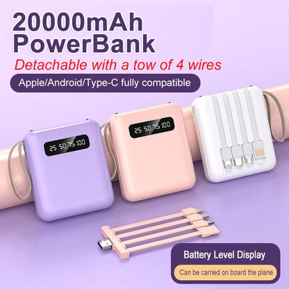 20000mAh Fast Charging Power Bank with Multifunctional Cable & LED Light