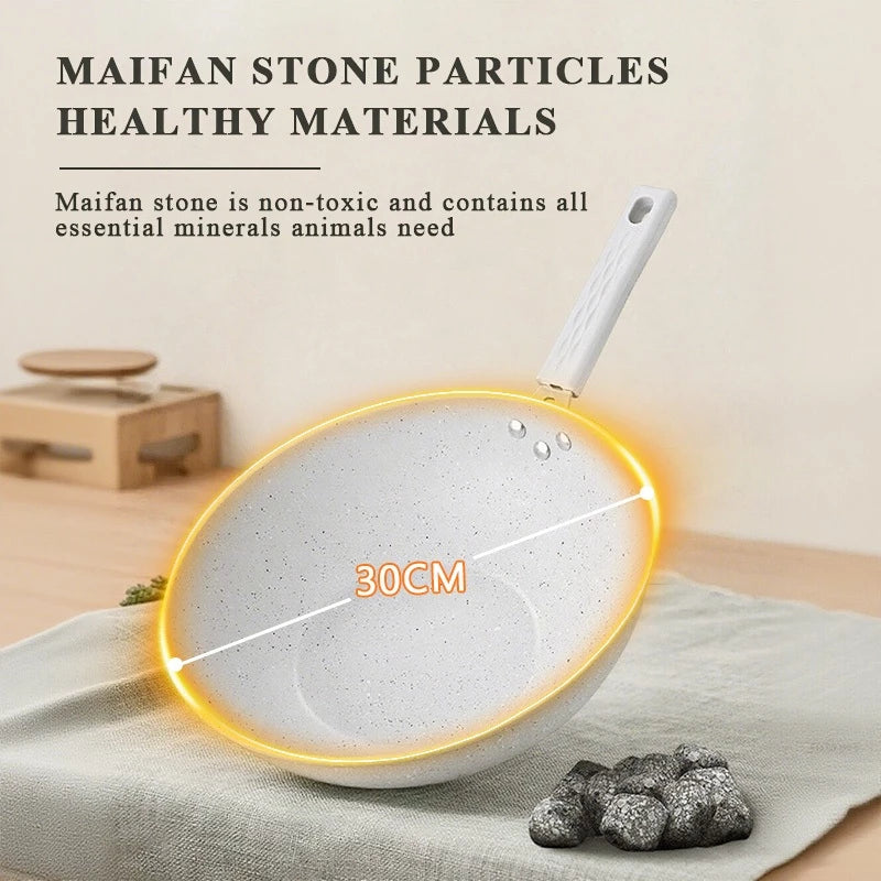 Maifanite Material White Non-Stick Frying Pan