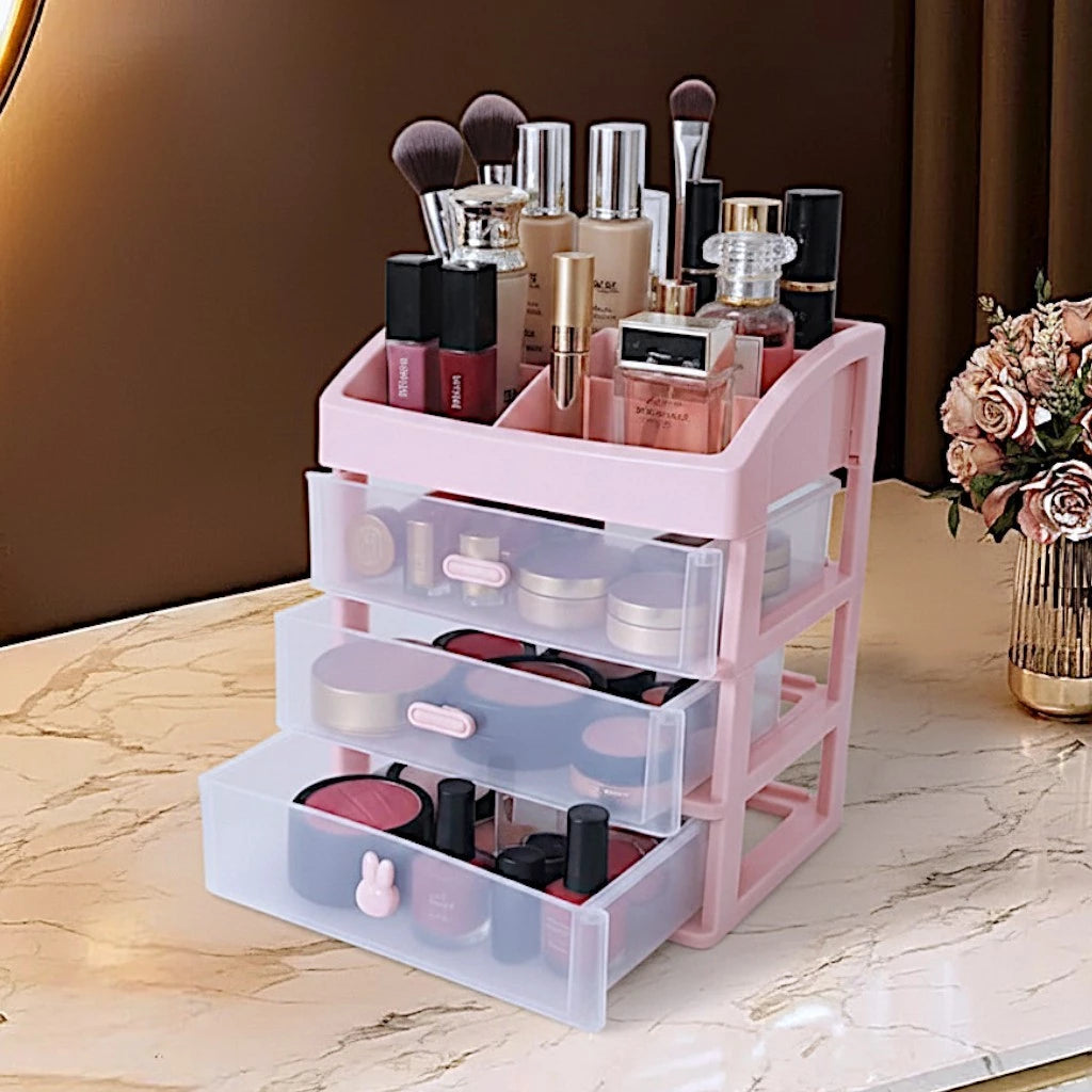 3-Tier Plastic Cosmetic Drawer and Desktop Organizer