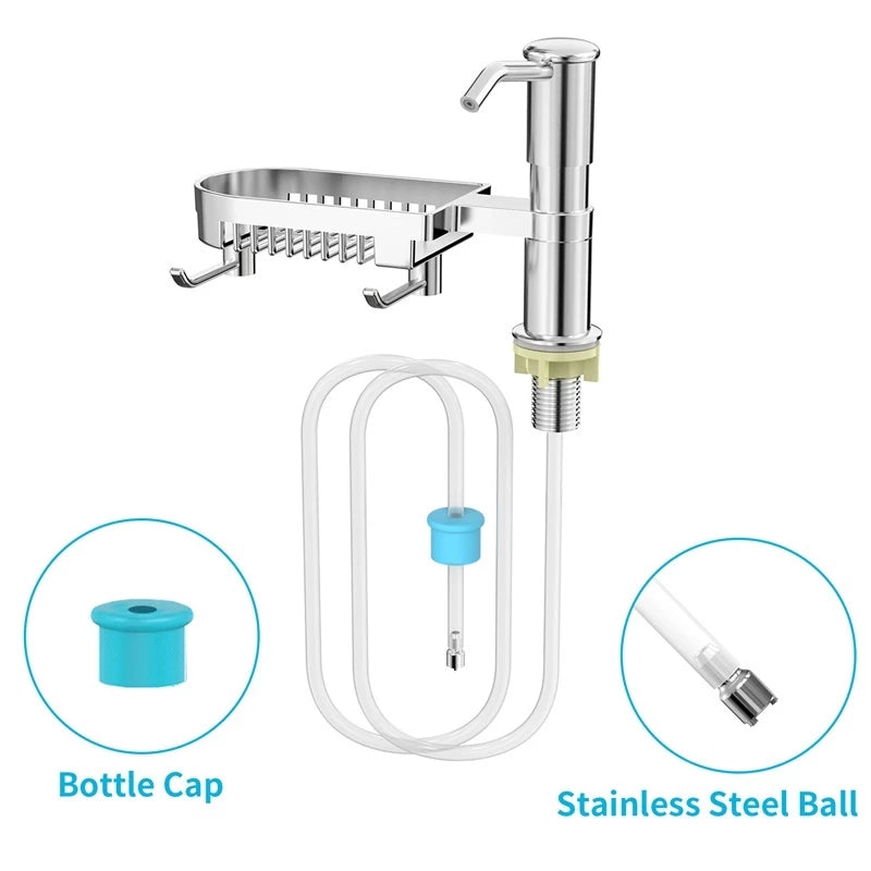 Stainless Steel Sink Soap Dispenser with Sponge Holder