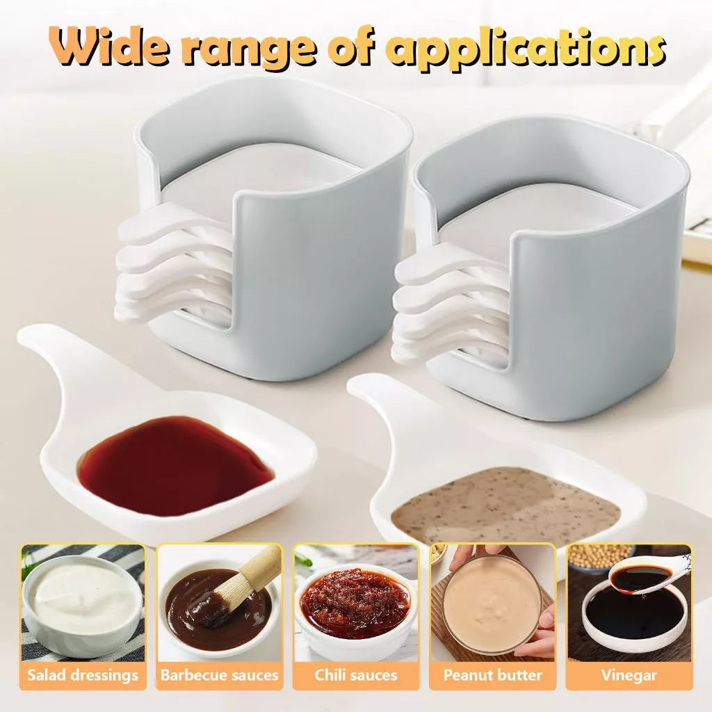 6-piece Stackable Plastic Sauce Dish Set with a Storage Box