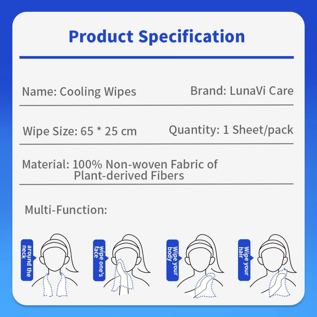 LunaVi Care Ice Cooling Wipes for Instant Heat Relief