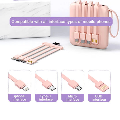 20000mAh Fast Charging Power Bank with Multifunctional Cable & LED Light