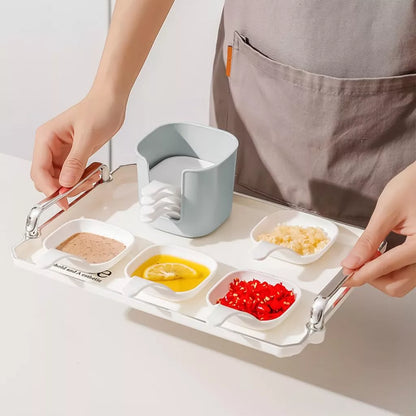 6-piece Stackable Plastic Sauce Dish Set with a Storage Box