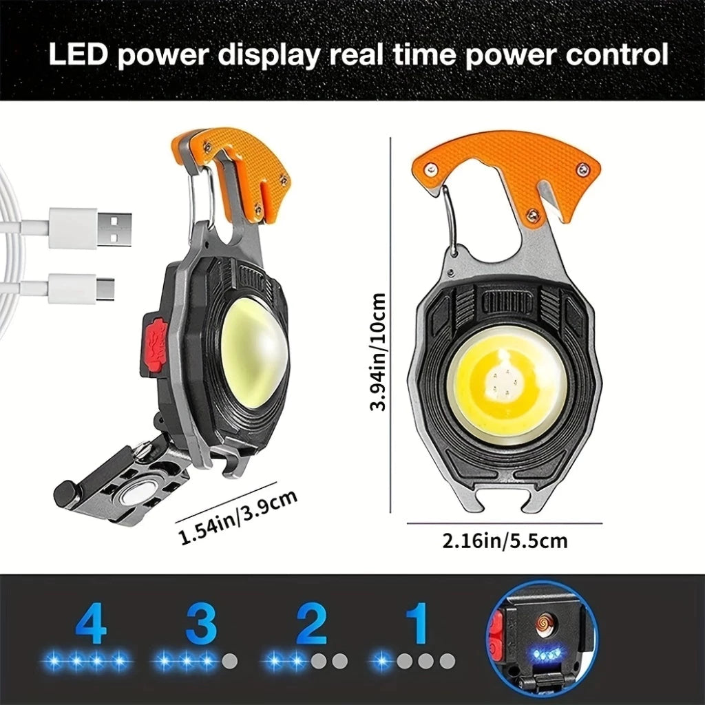 Multifunctional USB Rechargeable LED Keychain Flashlight