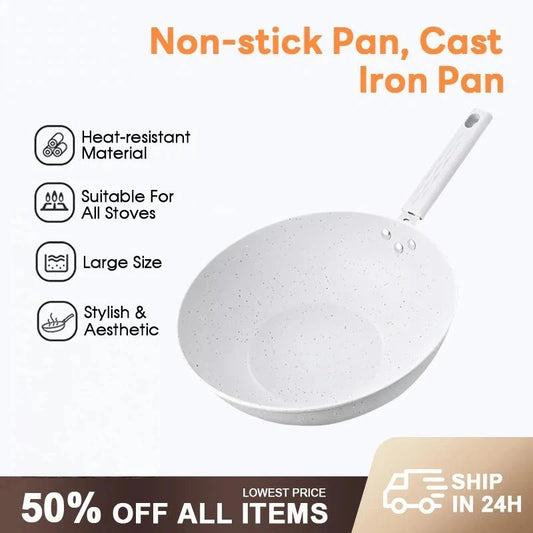 Maifanite Material White Non-Stick Frying Pan