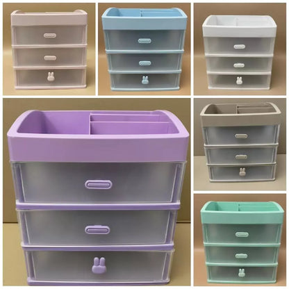 3-Tier Plastic Cosmetic Drawer and Desktop Organizer
