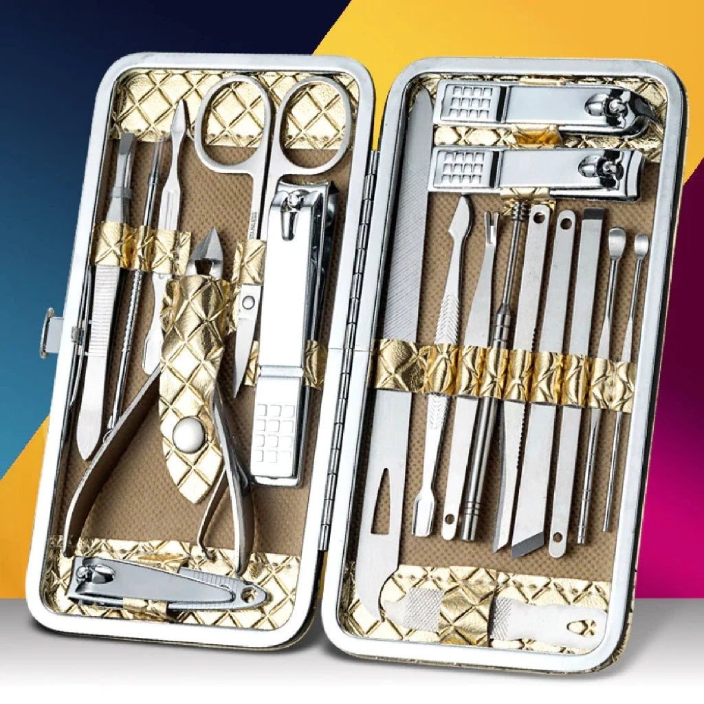 19-piece Stainless Steel Manicure and Pedicure Grooming Set