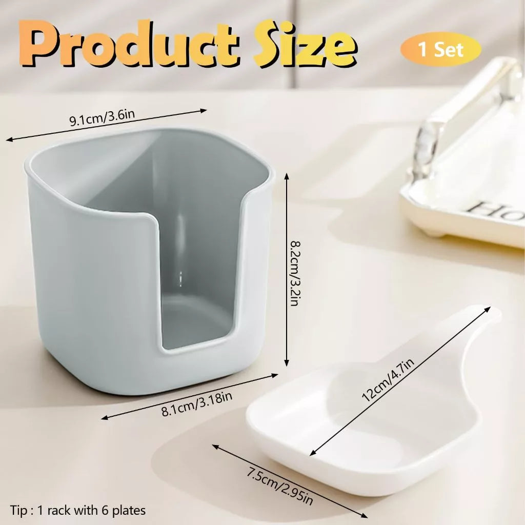 6-piece Stackable Plastic Sauce Dish Set with a Storage Box