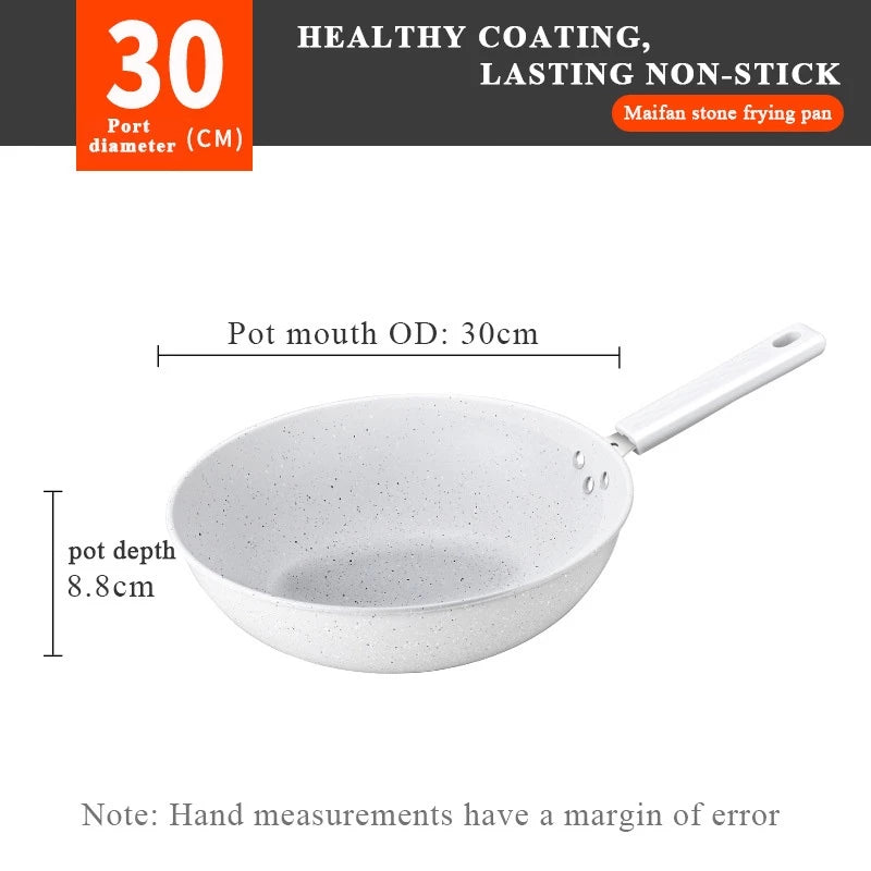 Maifanite Material White Non-Stick Frying Pan