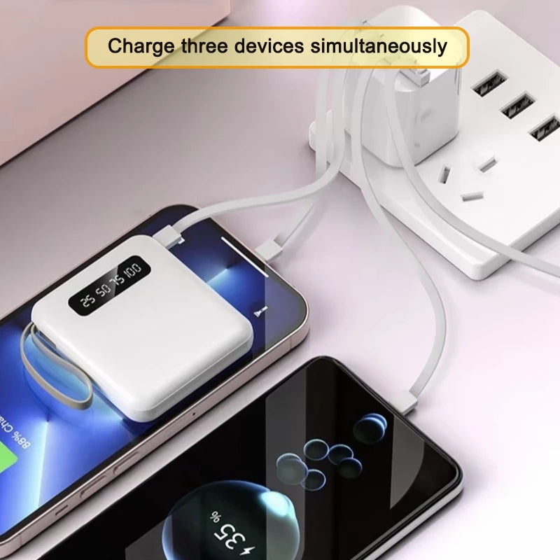 20000mAh Fast Charging Power Bank with Multifunctional Cable & LED Light