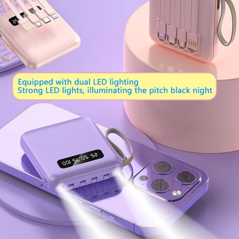 20000mAh Fast Charging Power Bank with Multifunctional Cable & LED Light