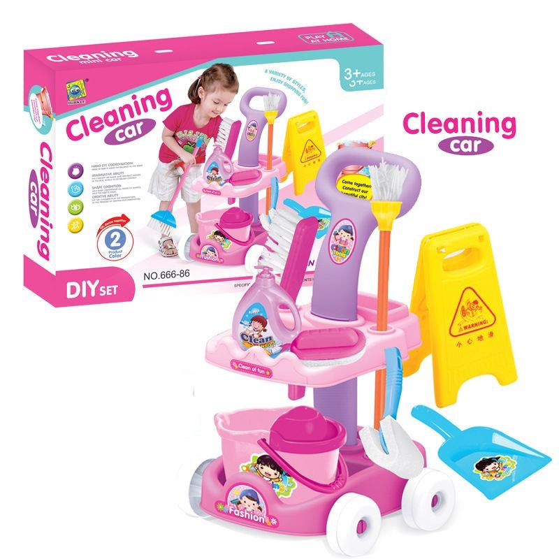 Children's Mini Cleaning Car Trolley Set