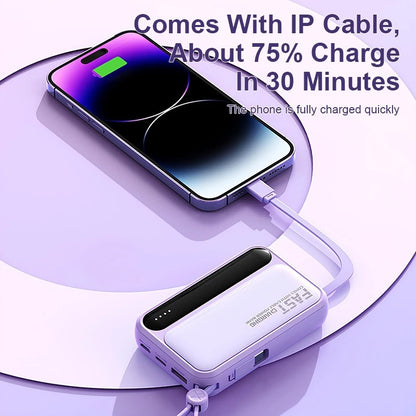 20000mAh Fast Charging Portable Power Bank with Built-in 4 Cables