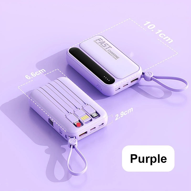 20000mAh Fast Charging Portable Power Bank with Built-in 4 Cables