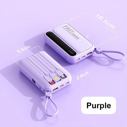 20000mAh Fast Charging Portable Power Bank with Built-in 4 Cables