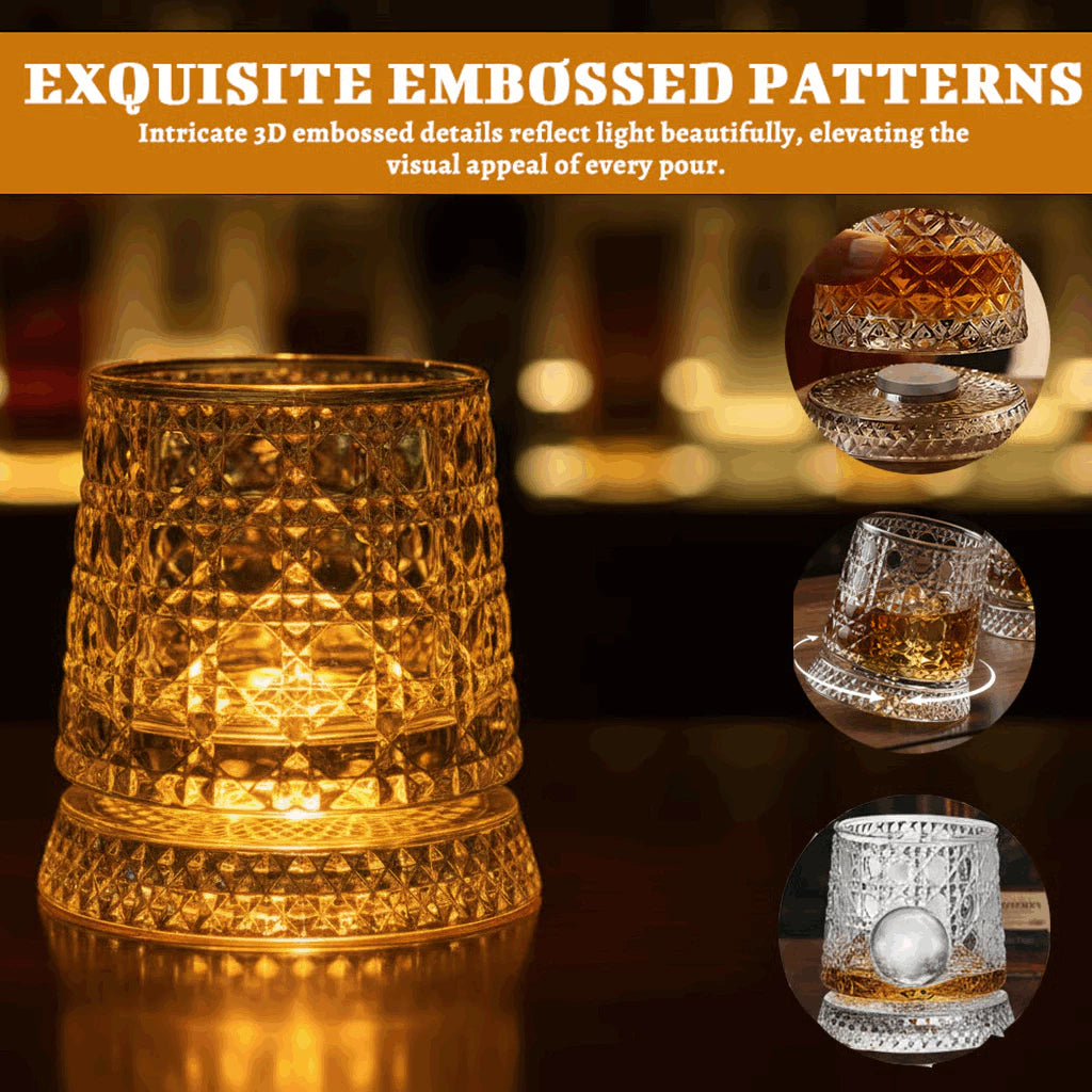 360° Rotating Whiskey Glass with LED Light Coaster