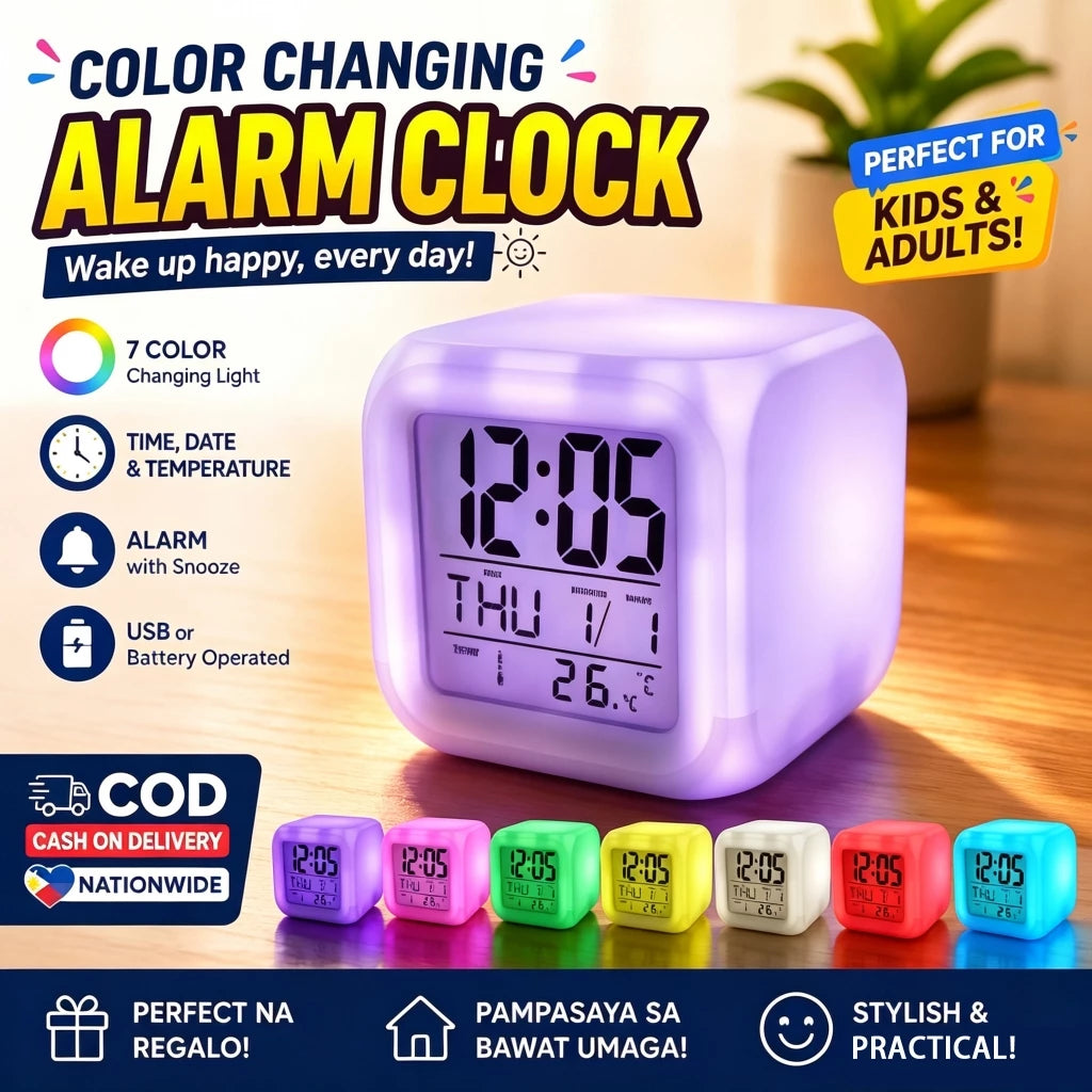 7-Color Glowing LED Digital Alarm Clock