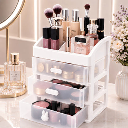 3-Tier Plastic Cosmetic Drawer and Desktop Organizer