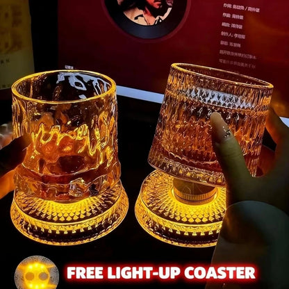 360° Rotating Whiskey Glass with LED Light Coaster