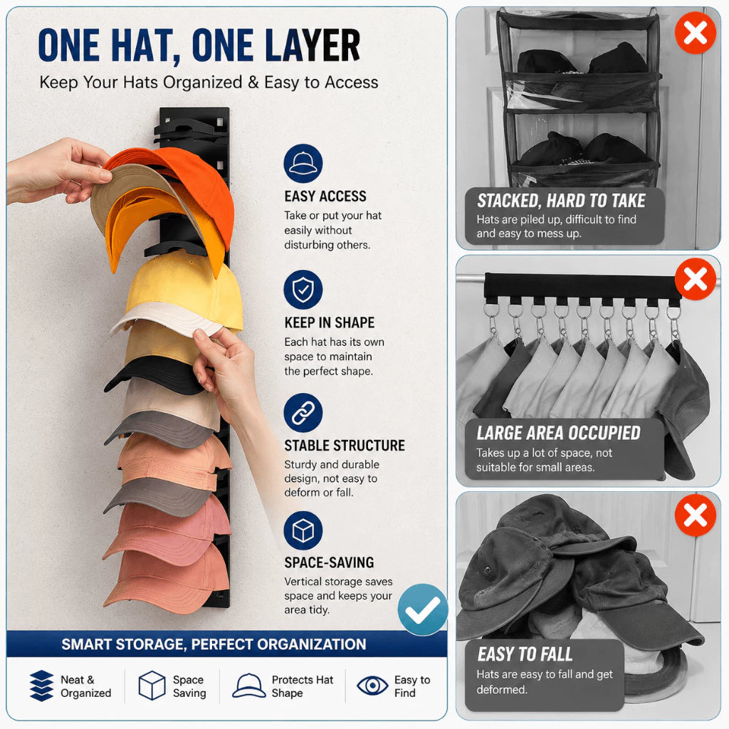 Wall Mounted Baseball Cap Organizer