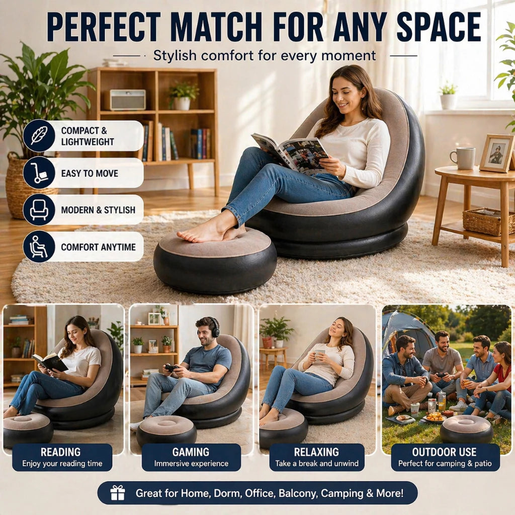 Inflatable Lounge Chair with Foot Stool