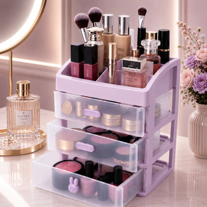 3-Tier Plastic Cosmetic Drawer and Desktop Organizer