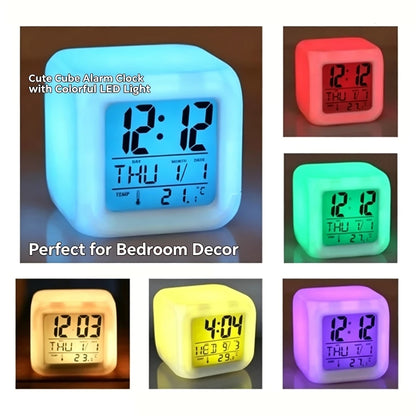 7-Color Glowing LED Digital Alarm Clock