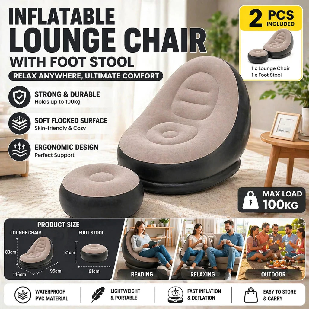 Inflatable Lounge Chair with Foot Stool
