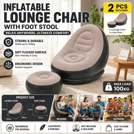 Inflatable Lounge Chair with Foot Stool
