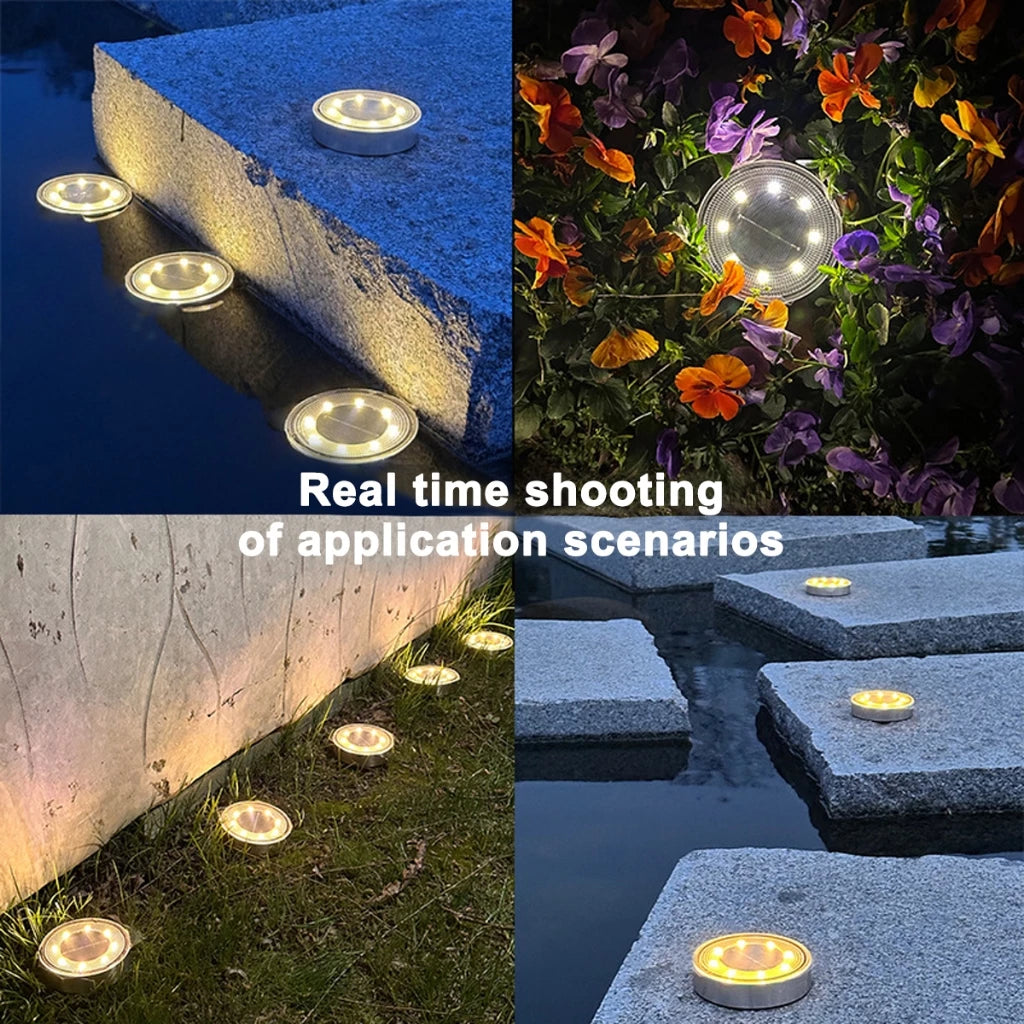 4PCS Solar 8 LED Ground Light