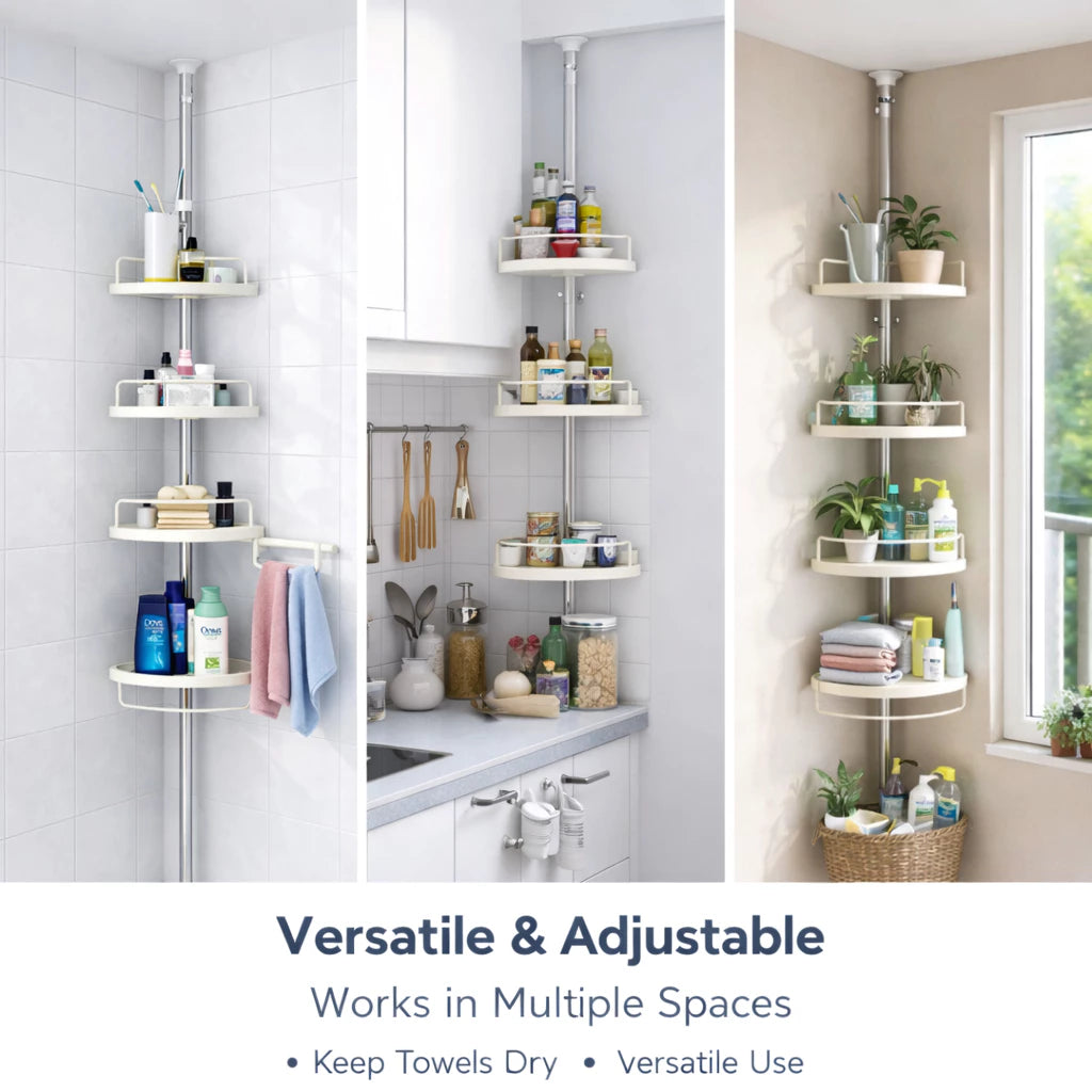 Adjustable 4-Tier Telescopic Bathroom Corner Shelf