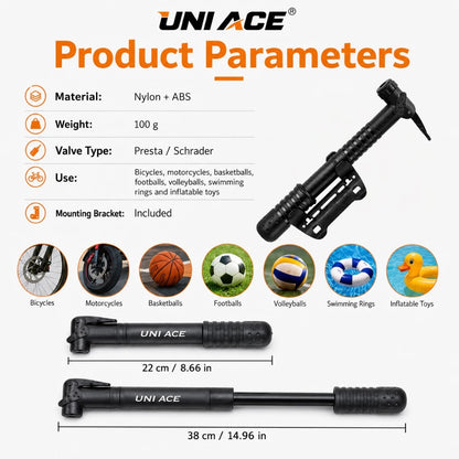 Portable Mini Bike Pump with Bracket