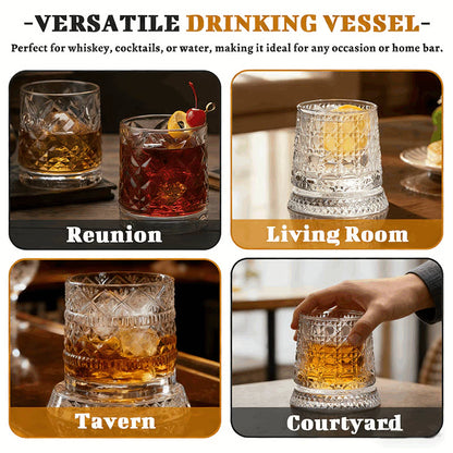 360° Rotating Whiskey Glass with LED Light Coaster