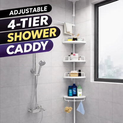 Adjustable 4-Tier Telescopic Bathroom Corner Shelf